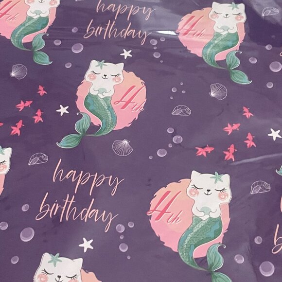 Cat Mermaid Birthday Card & Gift Wrap Set - Picture 2 of 10